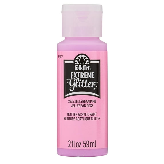 FolkArt Extreme Glitter Acrylic Paint, Glitter Finish, Jellybean Pink, 2 fl oz