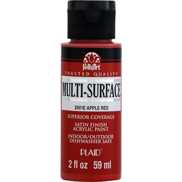 FolkArt 2901E MultiSurface Acrylic Craft Paint, Satin Finish, Apple