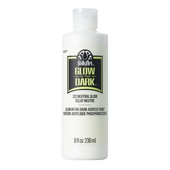 FolkArt 322E Glow-in-the-Dark Acrylic Craft Paint, Matte Finish, Neutral, 8 fl oz