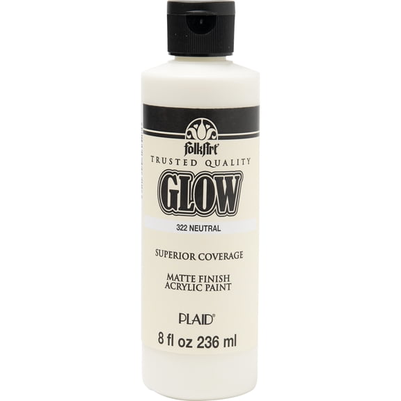 FolkArt Glow-in-the-Dark Acrylic Craft Paint, Matte Finish, Neutral, 8 fl oz