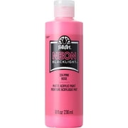 FolkArt Neon Multi-Surface Acrylic Craft Paint, Matte Finish, Pink, 8 fl oz