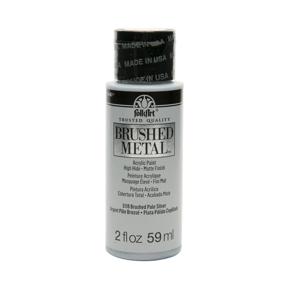 FolkArt Brushed Metal Acrylic Paint, Matte Finish, Brushed Pale Silver, 2 fl oz