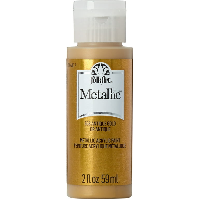 Shop Plaid FolkArt ® Brushed Metal™ Acrylic Paint - Antique Gold, 2 oz. -  5122 - 5122