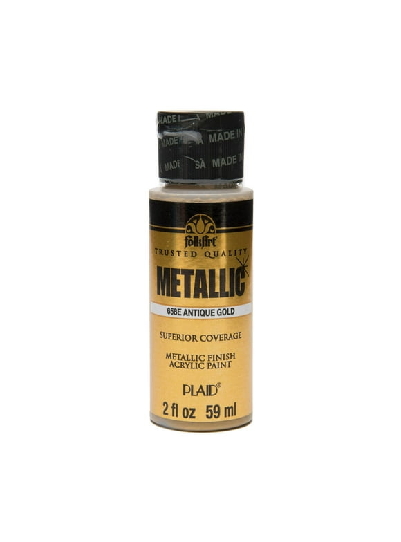 FolkArt 658E Metallic Acrylic Craft Paint, Metallic Finish, Antique Gold, 2 fl oz