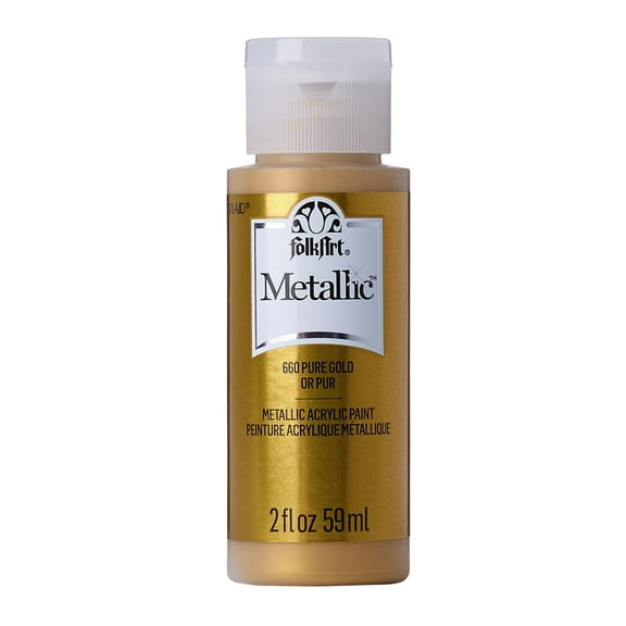 FolkArt 660EX Metallic Acrylic Craft Paint, Metallic Finish, Pure Gold, 2 fl oz