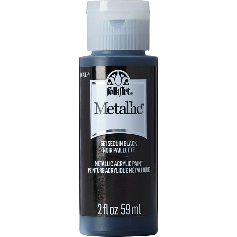 FolkArt 661E Metallic Acrylic Craft Paint, Metallic Finish, Sequin Black, 2  fl oz