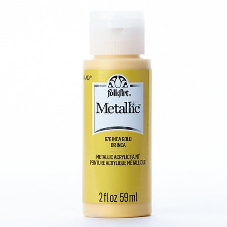 FolkArt Metallic Acrylic Craft Paint, Metallic Finish, Inca Gold, 2 fl oz