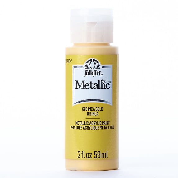 FolkArt Metallic Acrylic Craft Paint, Metallic Finish, Inca Gold, 2 fl oz