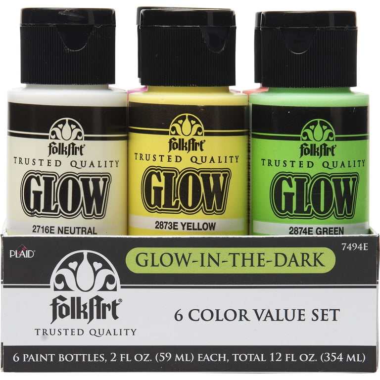 FolkArt Glow-in-the-Dark Acrylic Paint Set, 6 Colors photo 1