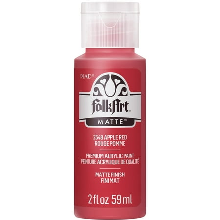 FolkArt Acrylic Craft Paint, Matte Finish, Apple Red, 2 fl oz