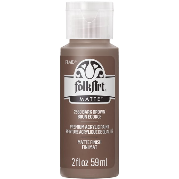 FolkArt Acrylic Craft Paint, Matte Finish, Bark Brown, 2 fl oz
