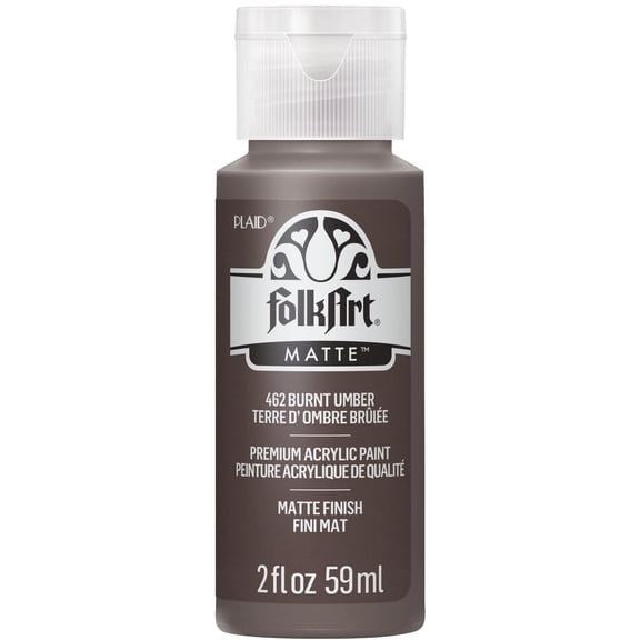 FolkArt Acrylic Craft Paint, Matte Finish, Burnt Umber, 2 fl oz