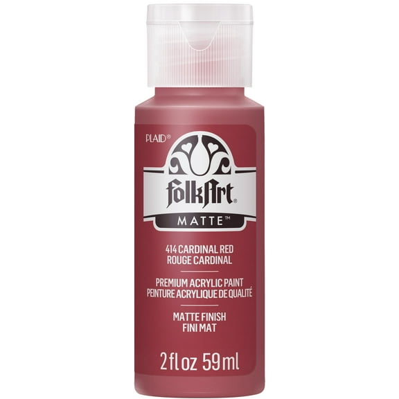 FolkArt Acrylic Craft Paint, Matte Finish, Cardinal Red, 2 fl oz
