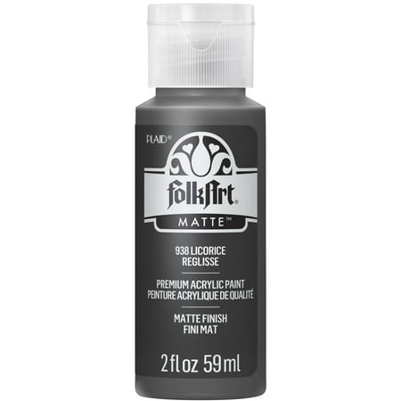 FolkArt Acrylic Craft Paint, Matte Finish, Licorice, 2 fl oz