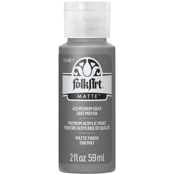 FolkArt Acrylic Craft Paint, Matte Finish, Medium Gray, 2 fl oz
