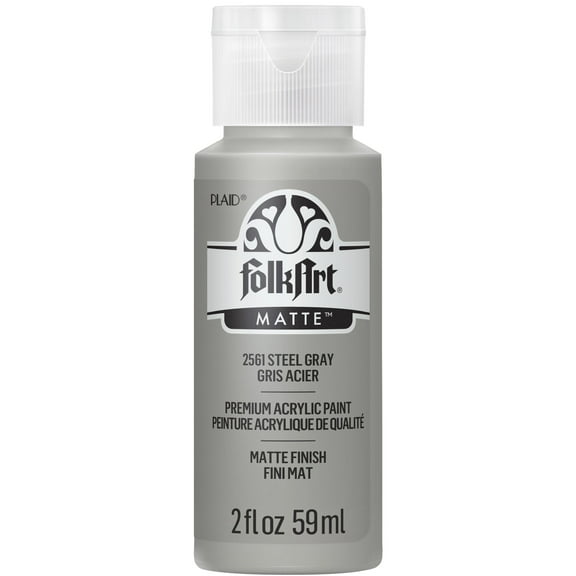 FolkArt Acrylic Craft Paint, Matte Finish, Steel Gray, 2 fl oz