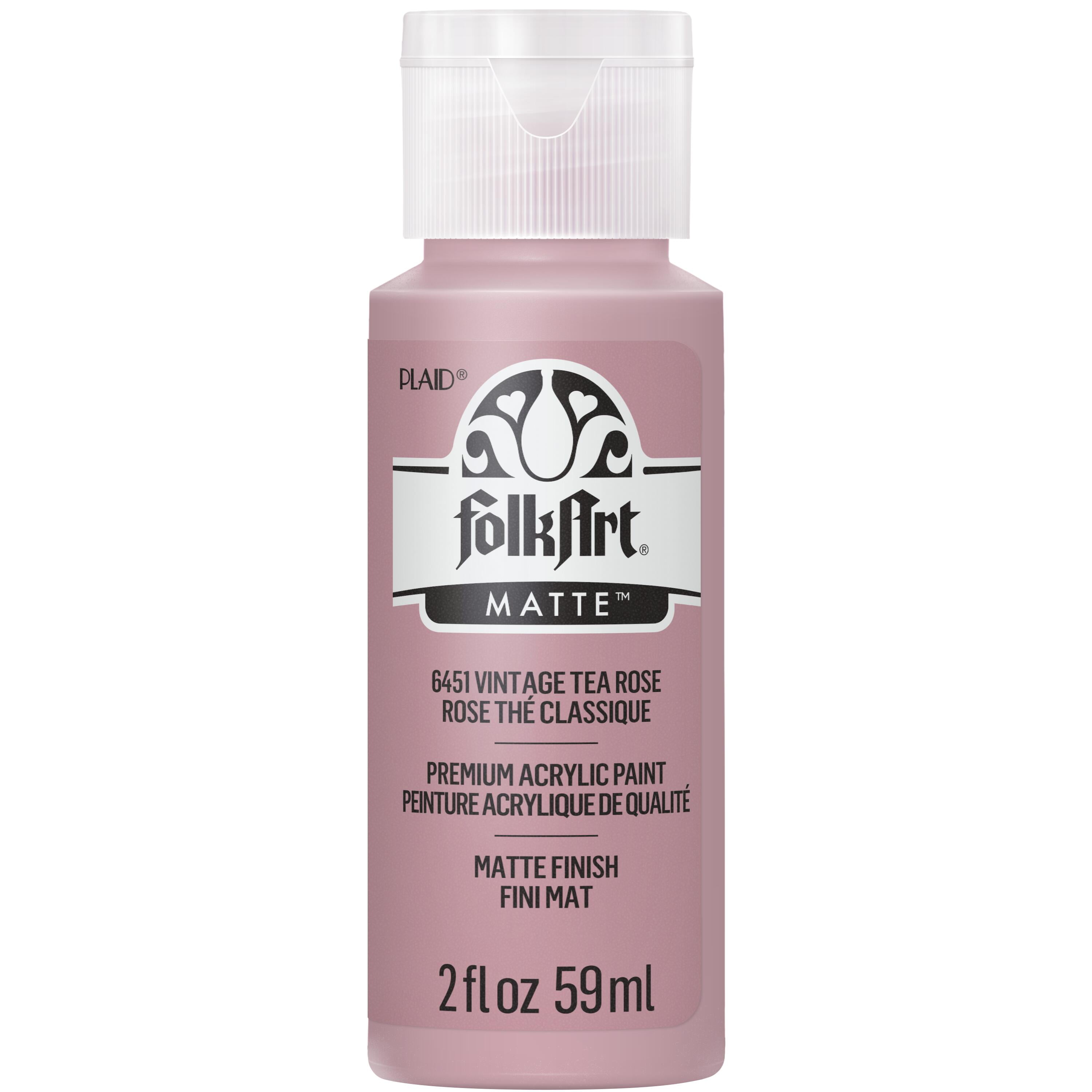FolkArt Acrylic Craft Paint, Matte Finish, Vintage Tea Rose, 2 fl oz
