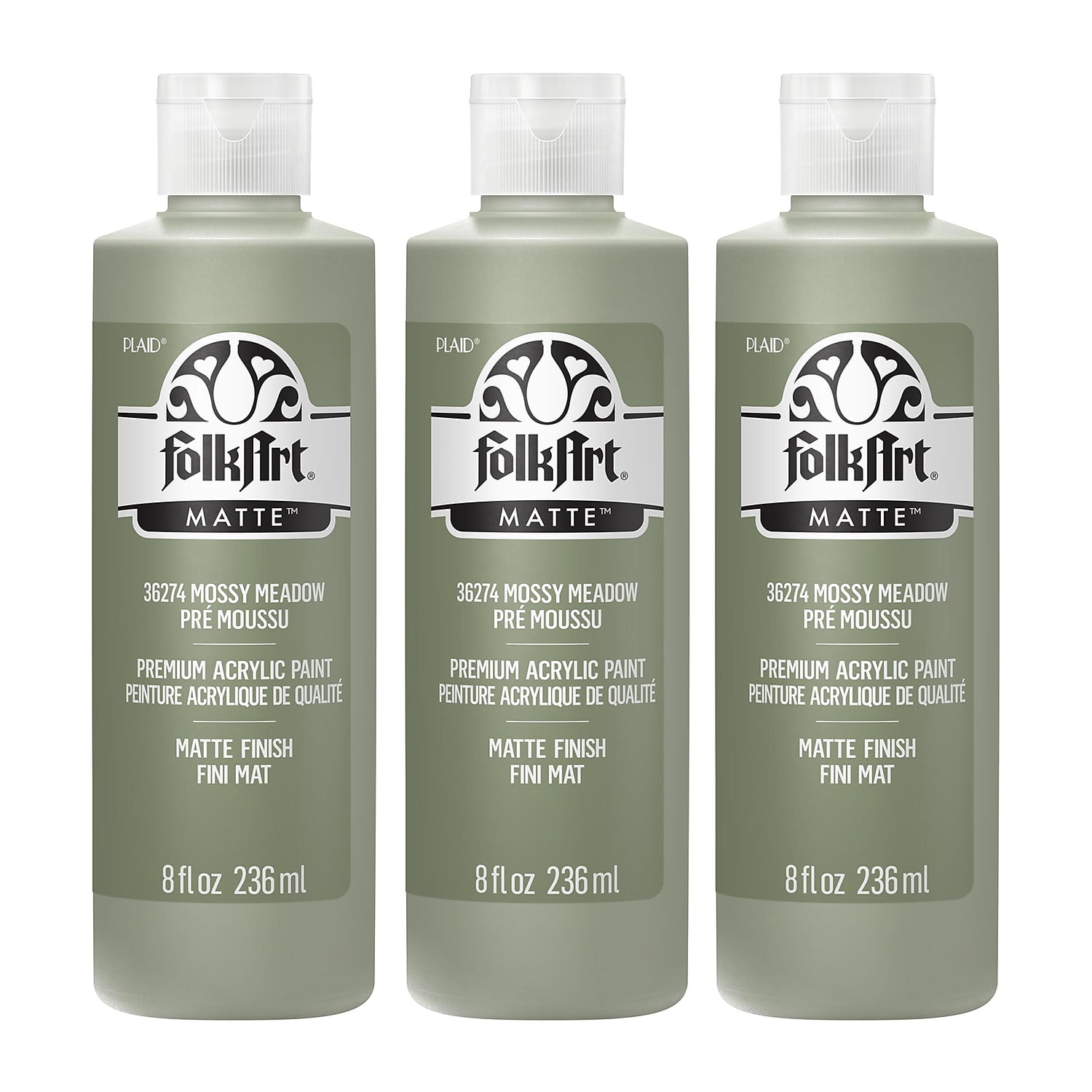 FolkArt Acrylic Paint Matte 8oz. Mossy Meadow 3/Pack(FLK36274-3)