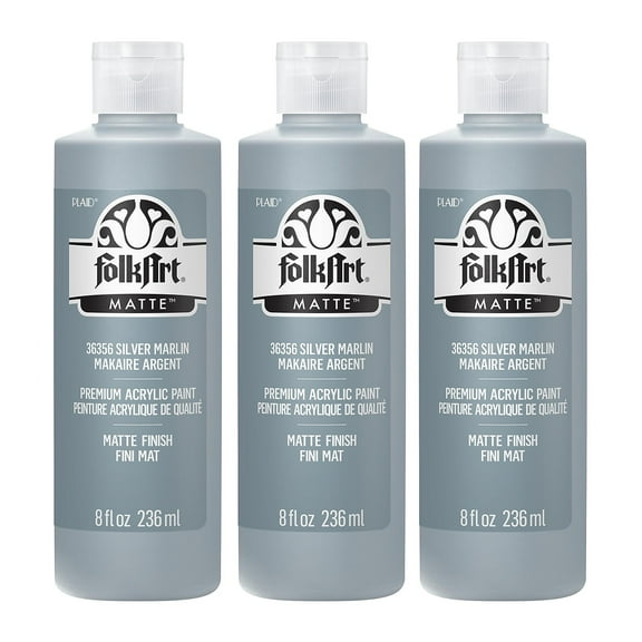 FolkArt Acrylic Paint Matte 8oz. Silver Marlin 3/Pack (FLK36356-3)