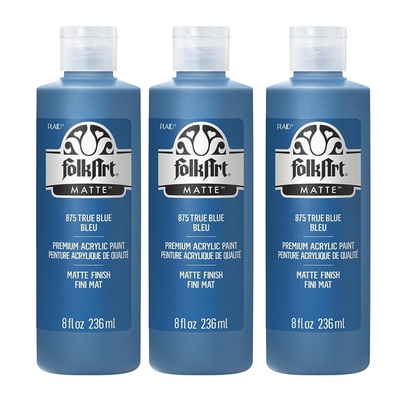 FolkArt Acrylic Paint Matte 8oz. True Blue 3/Pack (FLK875-3)
