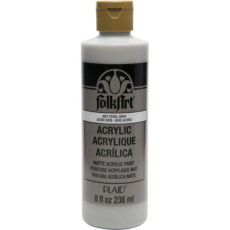 FolkArt Acrylic Paint in Assorted Colors (8 oz), 4697, Steel Gray
