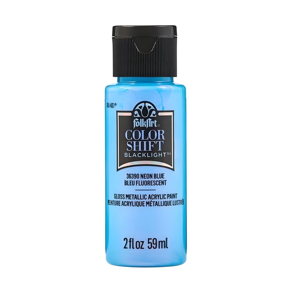 FolkArt Color Shift Blacklight Acrylic Craft Paint, Metallic Finish, Neon Blue, 2 fl oz