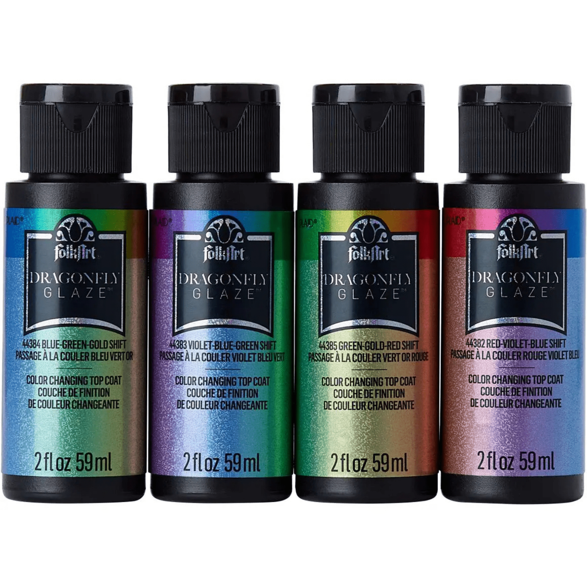FolkArt Dragonfly Glaze Acrylic Craft Paint Set, Multicolor, Iridescent Finish, Set of 4, 2 fl oz