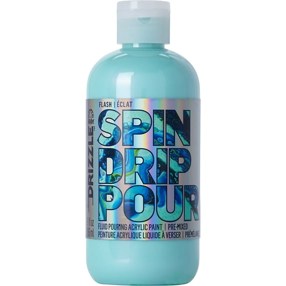 FolkArt Drizzle Flash Pre-Mixed Fluid Pouring Acrylic Paint, Mint2B Flash, 9 fl oz