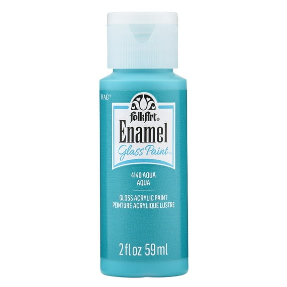 FolkArt Enamel Acrylic Craft Paint, Gloss Finish, Aqua, 2 fl oz