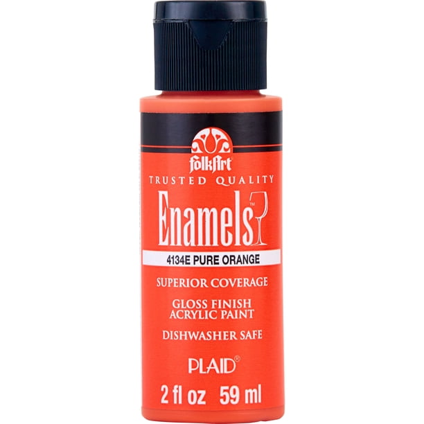 FolkArt Enamel Acrylic Craft Paint, Gloss Finish, Pure Orange, 2 fl oz