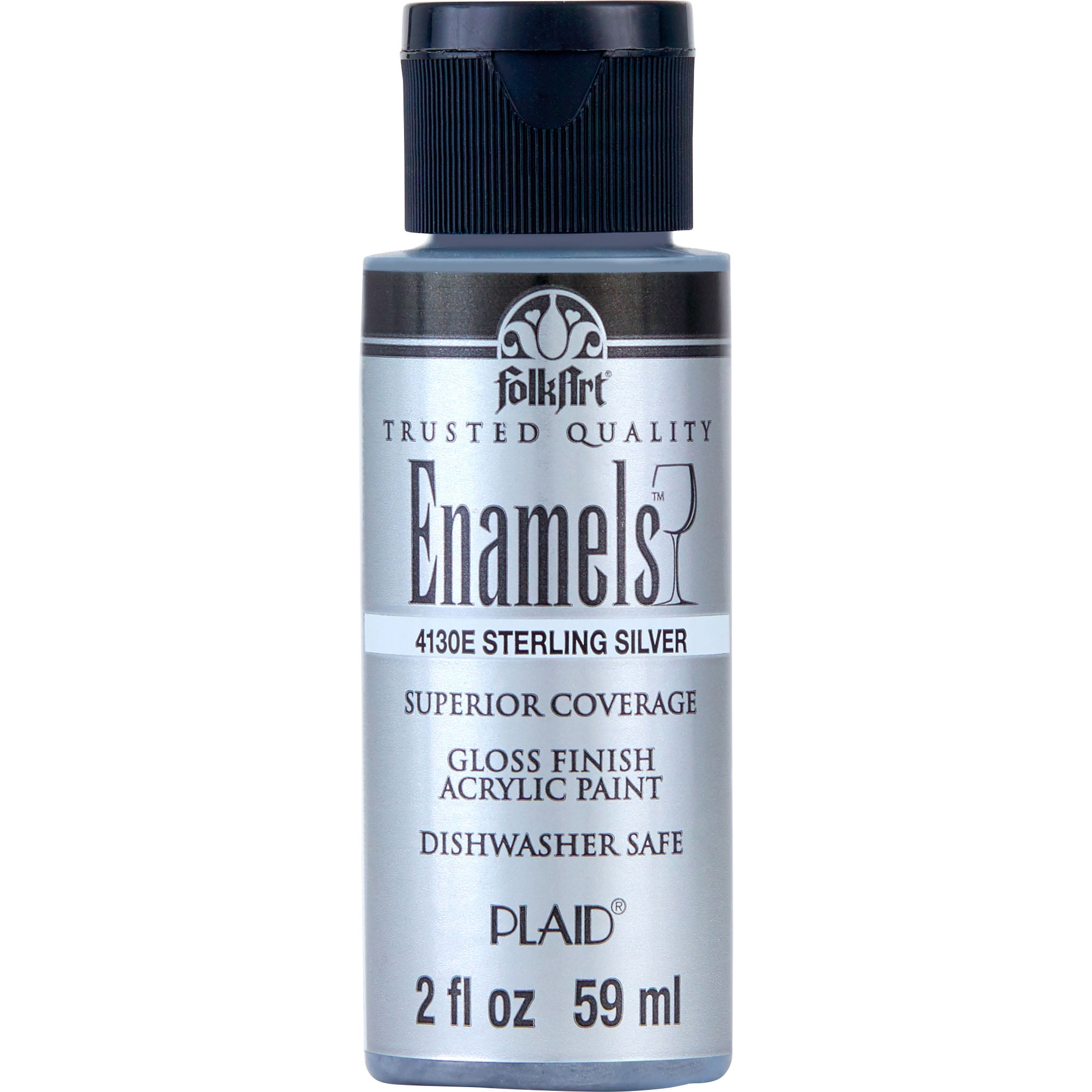 FolkArt Enamel Acrylic Craft Paint, Gloss Finish, Silver Sterling, 2 fl oz