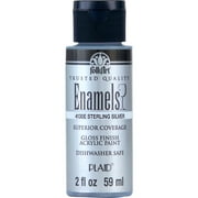 FolkArt Enamel Acrylic Craft Paint, Gloss Finish, Silver Sterling, 2 fl oz