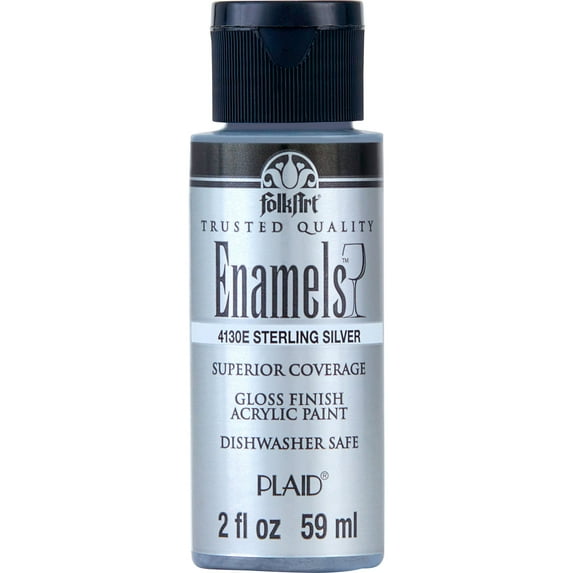 FolkArt Enamel Acrylic Craft Paint, Gloss Finish, Silver Sterling, 2 fl oz