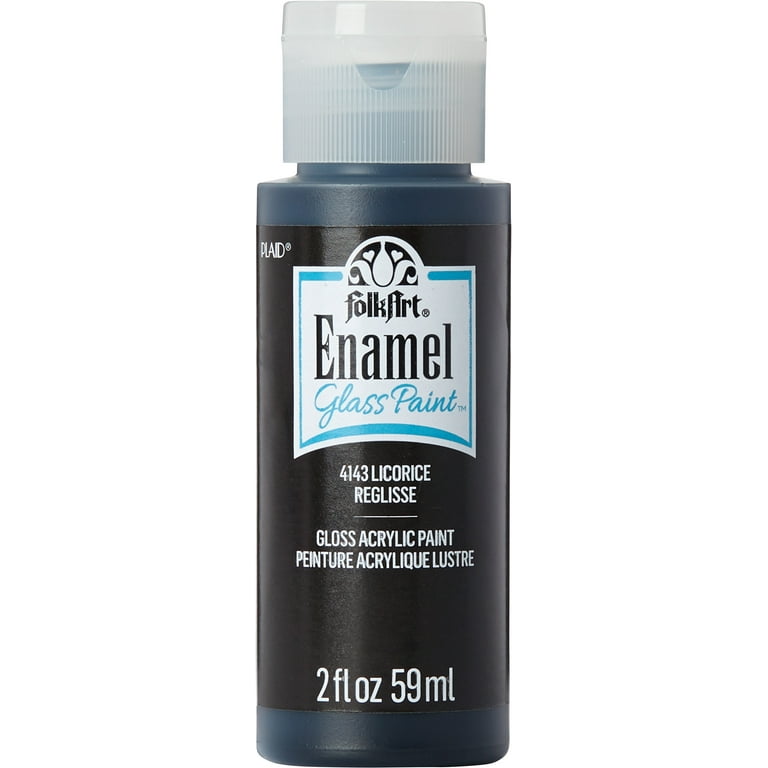 FolkArt 4143E Enamel Acrylic Craft Paint Gloss Finish Licorice 2 fl oz