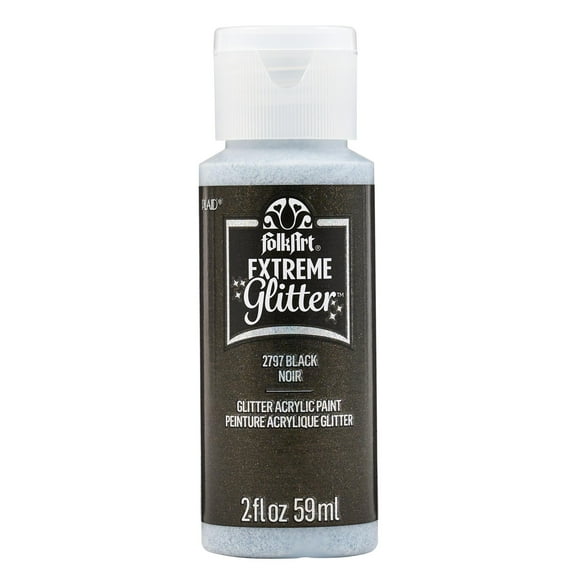 FolkArt Extreme Glitter Acrylic Craft Paint, Glitter Finish, Black, 2 fl oz