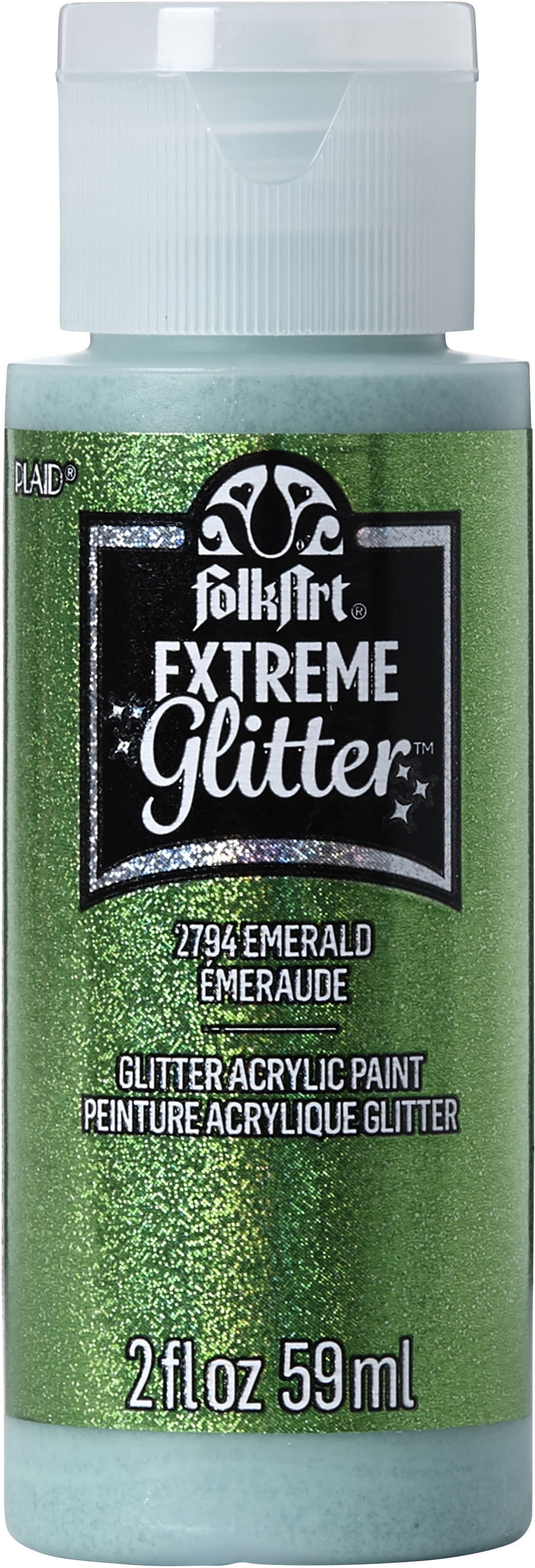 FolkArt Extreme Glitter Acrylic Craft Paint, Glitter Finish, Emerald, 2 fl oz