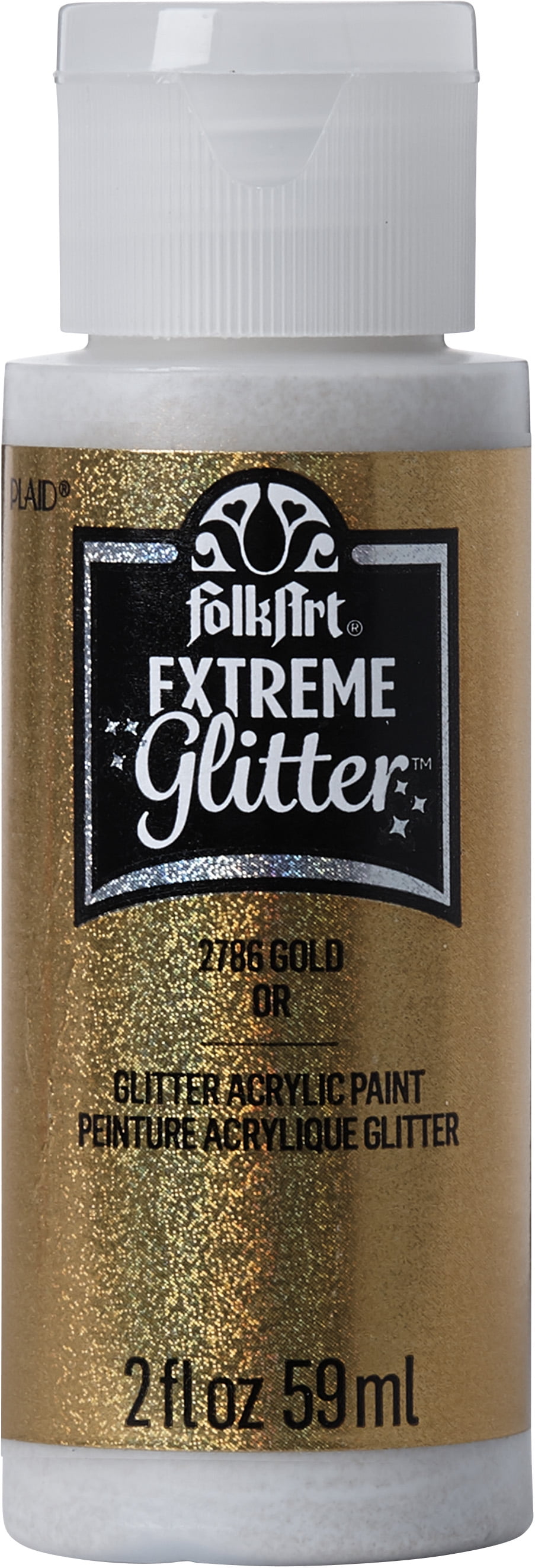 FolkArt Extreme Glitter Acrylic Craft Paint, Glitter Finish, Gold, 2 fl oz