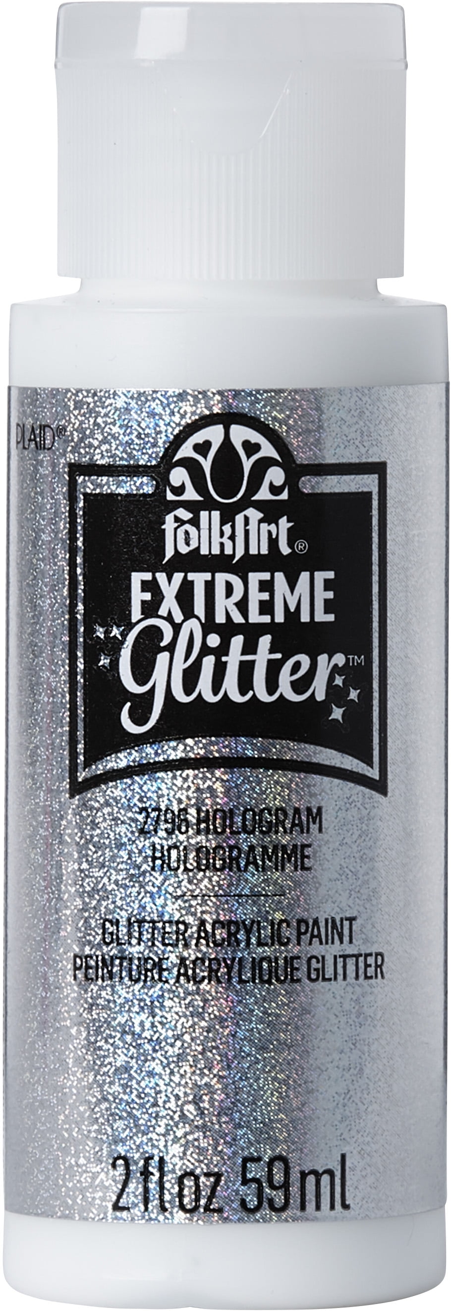 FolkArt Extreme Glitter Acrylic Craft Paint, Glitter Finish, Hologram, 2 fl  oz