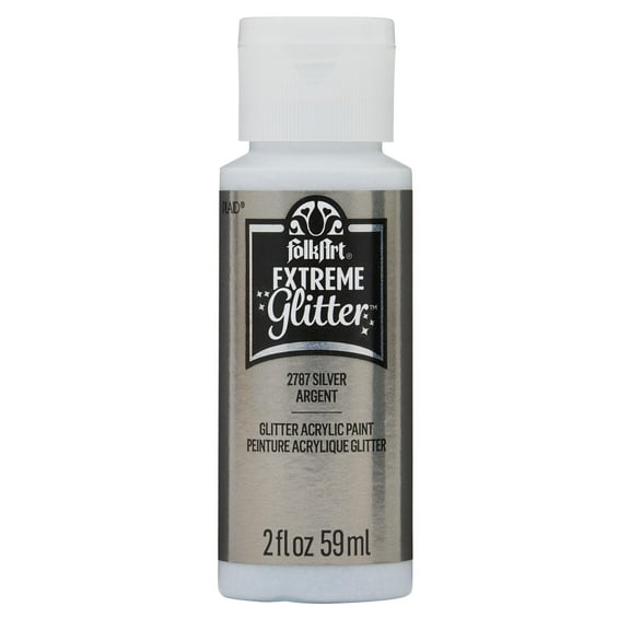 FolkArt Extreme Glitter Acrylic Craft Paint, Glitter Finish, Silver, 2 fl oz