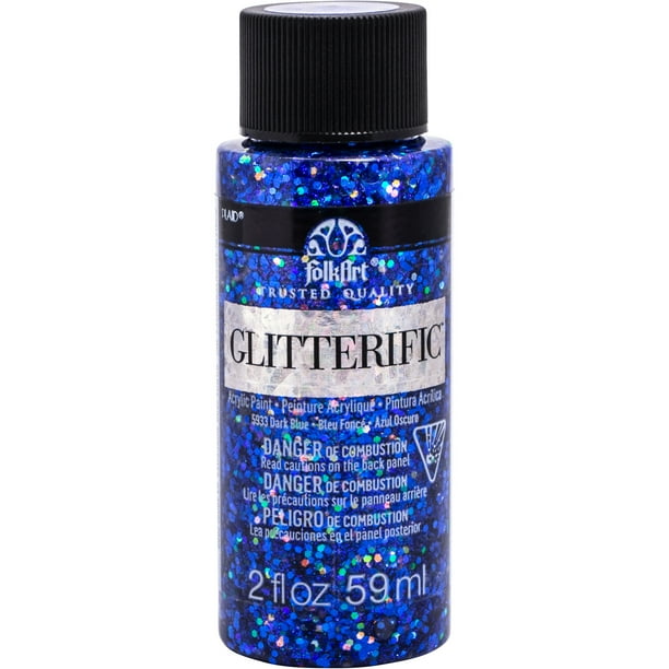 FolkArt Glitterific Acrylic Craft Paint, Glitter Finish, Dark Blue, 2