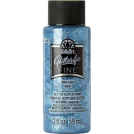 FolkArt Glitterific Fine Acrylic Craft Paint, Aqua, 2 fl oz