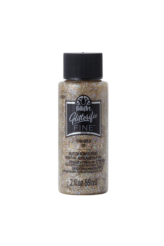 Glitterific Fine Acrylic Craft Paint, Gold, 2 fl oz
