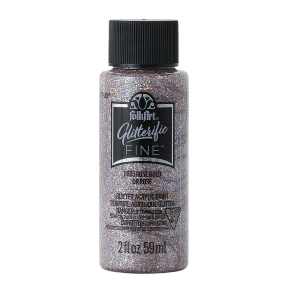 FolkArt Glitterific Fine Acrylic Craft Paint, Rose Gold, 2 fl oz