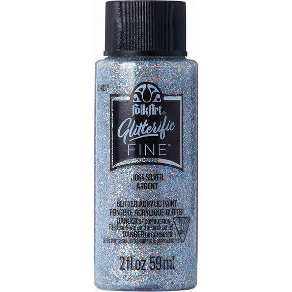 FolkArt Glitterific Fine Acrylic Craft Paint, Silver, 2 fl oz