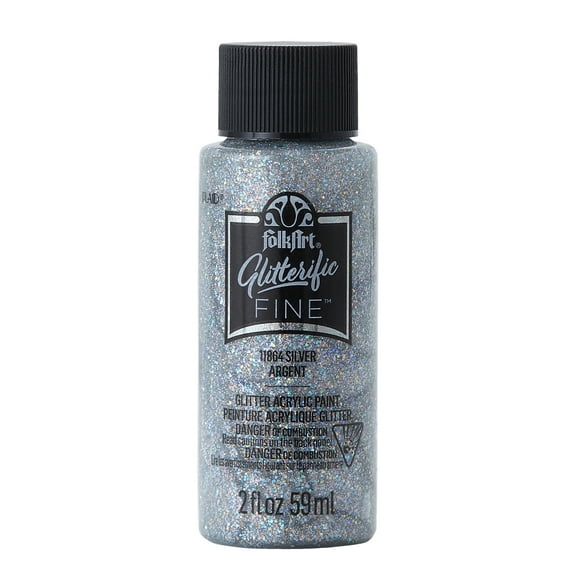 FolkArt Glitterific Fine Acrylic Craft Paint, Silver, 2 fl oz