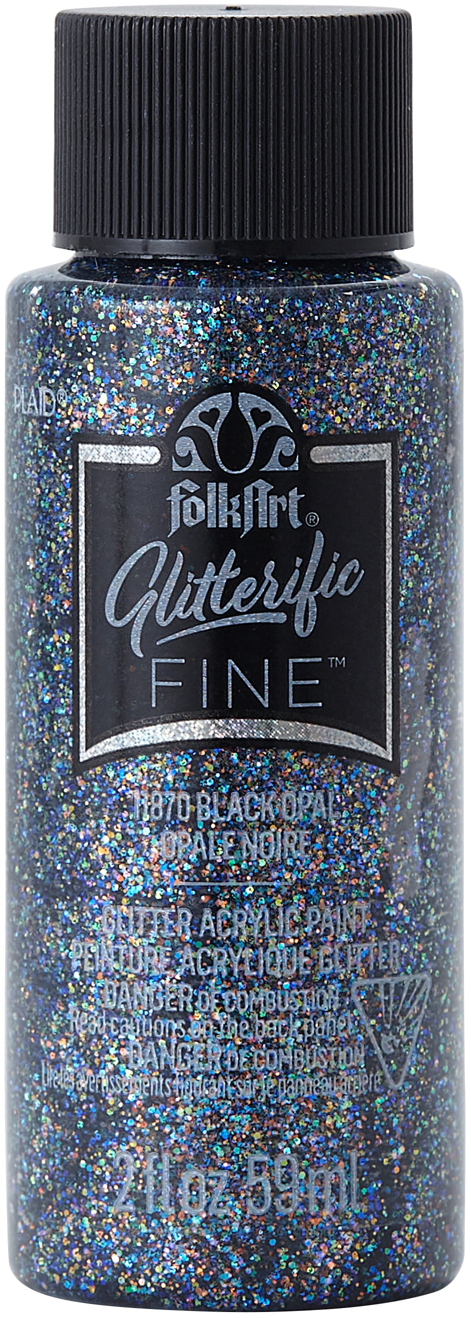 FolkArt Glitterific Fine Glitter Paint 2oz-Black Opal 