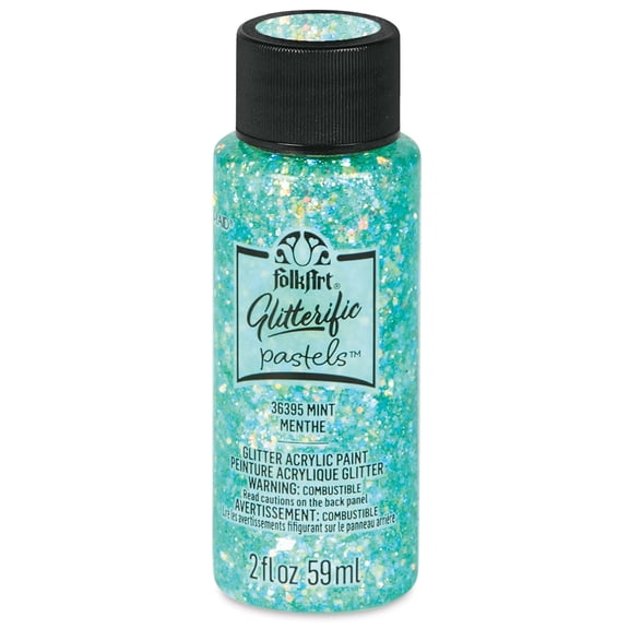 FolkArt Glitterific Pastel Paint - Pastel Mint, 2 oz