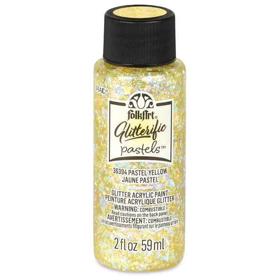 FolkArt Glitterific Pastel Paint - Pastel Yellow, 2 oz