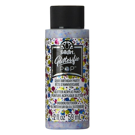 FolkArt Glitterific Pop Acrylic Craft Paint, Birthday Party, 2 fl oz