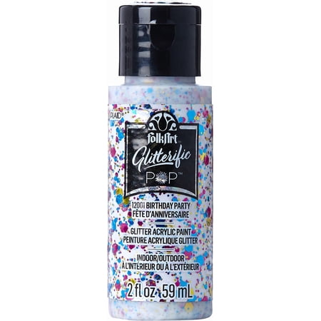 FolkArt Glitterific Pop Acrylic Craft Paint, Birthday Party, 2 fl oz